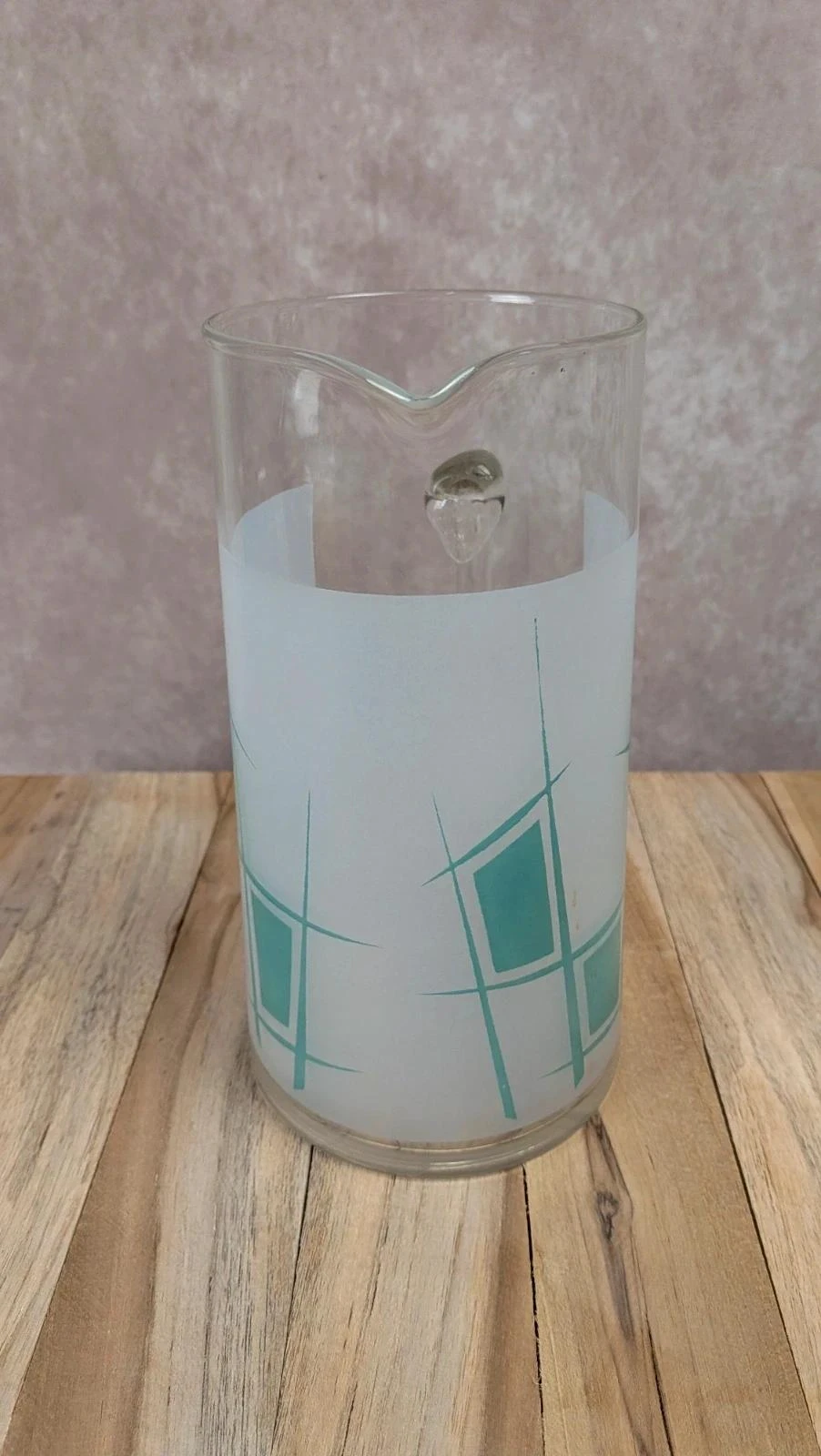 Vintage 50s glass jug – geometric decor – photo 3